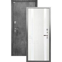 Входная дверь «АРГУС»: «ДА-65» ДУЭТ (2П) белый ясень/МДФ Никсон бетон/белое стекло