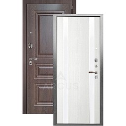 Входная дверь «АРГУС»: «ДА-65» ДУЭТ (2П) белый ясень/МДФ Скиф шоколад/белое стекло
