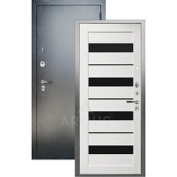 Входная дверь «АРГУС»: «ДА-67» МИЛАНА лиственница белая/черный лакобель