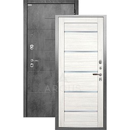 Входная дверь «АРГУС»: «ДА-67» АЛЕКСАНДРА (2П) лиственница белая/МДФ Никсон бетон