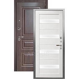 Входная дверь «АРГУС»: «ДА-67» МИЛАНА (2П) лиственница белая/МДФСкиф шоколад/белый лакобель
