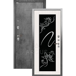 Входная дверь «АРГУС»: «ДА-65» АДЕЛЬ (2П) белый ясень/МДФ Никсон бетон темный