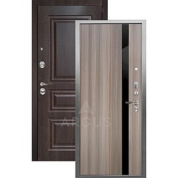 Входная дверь «АРГУС»: «ДА-65» СОЛО (2П) керамика/МДФ Скиф шоколад/лакобель черный