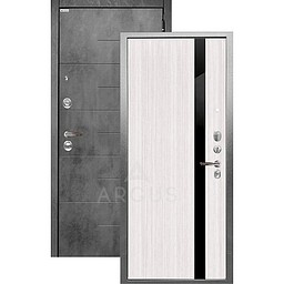Входная дверь «АРГУС»: «ДА-65» СОЛО (2П) белый ясень/МДФ Никсон бетон/лакобель черный