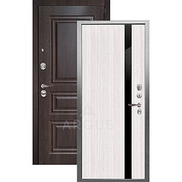 Входная дверь «АРГУС»: «ДА-65» СОЛО (2П) белый ясень/МДФ Скиф шоколад/лакобель черный