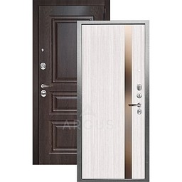 Входная дверь «АРГУС»: «ДА-65» СОЛО (2П) белый ясень/МДФ Скиф шоколад/зеркало темное